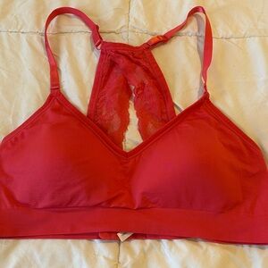 Vibrant Coral Lace-Back Bralette